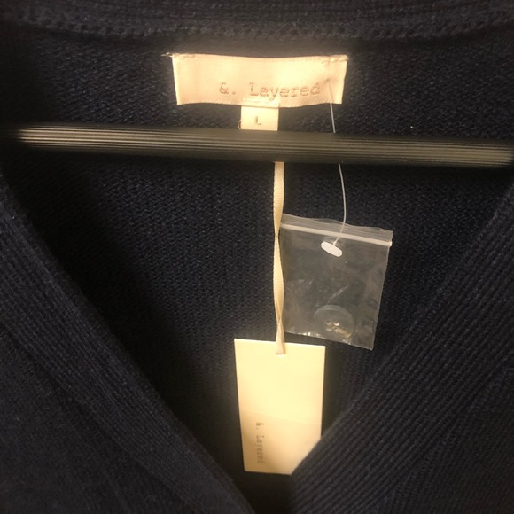 🛍NWT! &. Layered Navy Blue knit Cardigan Lg - Picture 3 of 7